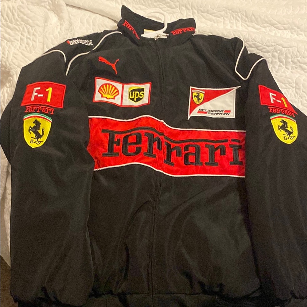 Ferrari Black and Red Bomber Jacket